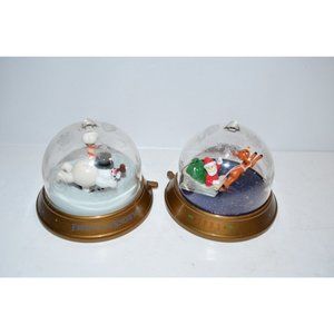 Vtg Blockbuster Frosty Snowman Santa Claus Christmas Whirl - Around set ornament